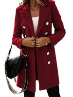 Long sleeve double breasted wool coat