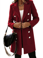 Long sleeve double breasted wool coat